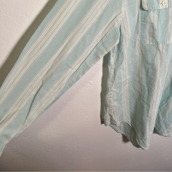 Loft Button Down Shirt Mint Green White Stripes - Picture 8 of 14